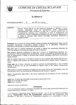 Revoca nomina RUP di cui alla Determina Sindacale n. 49/2013 e