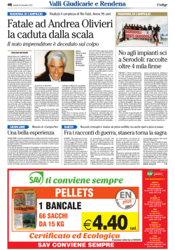 Fatale ad Andrea Olivieri la caduta dalla scala