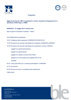 Programma Titolo: Screening per HBV in popolazioni a