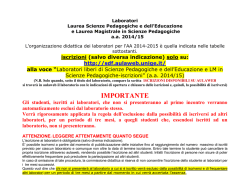 IMPORTANTE - Scienze della Formazione