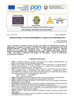 Bando selezione Coordinamento logistico ed organizzativo