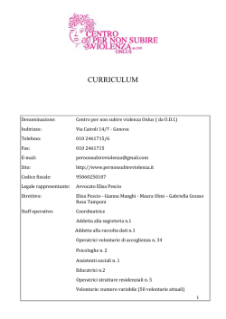 Curriculum associazione - Per non subire violenza Onlus