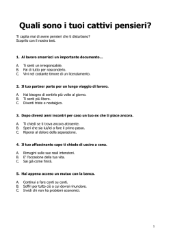 Quali sono i tuoi cattivi pensieri?