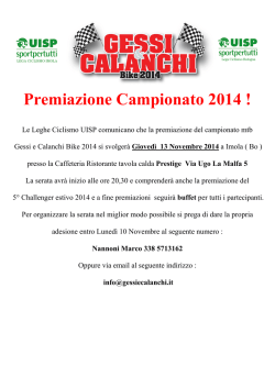 Premiazione Campionato 2014 !