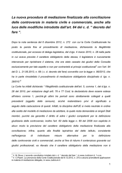 La nuova procedura di mediazione