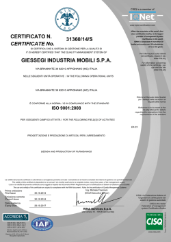 31360/14/S GIESSEGI INDUSTRIA MOBILI S.P.A. CERTIFICATE No