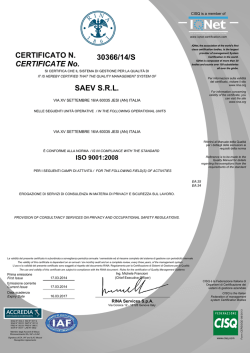 30366/14/S SAEV S.R.L. CERTIFICATE No. CERTIFICATO N.