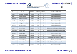 ERASMUS 2014-15 Medicina Asignaciones DEFINITIVAS