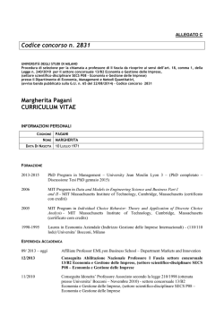 Codice concorso n. 2831 Margherita Pagani CURRICULUM VITAE
