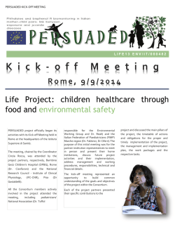K i c k - o f f M e e t i n g - Istituto Superiore di Sanit&agrave;