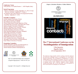 Conference Programme - Dipartimento di Lingue e Letterature