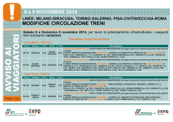 MODIFICHE CIRCOLAZIONE TRENI 8 e 9 NOVEMBRE