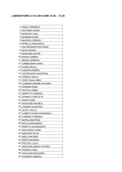 LABORATORIO 21.01.2014 ORE 10.30 &ndash; 13.30