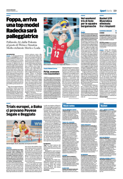 Foppa, arriva una top model Radecka sar&agrave; palleggiatrice