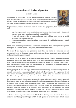 Introduzione ad Arvisura Igazsz&ograve;l&agrave;s