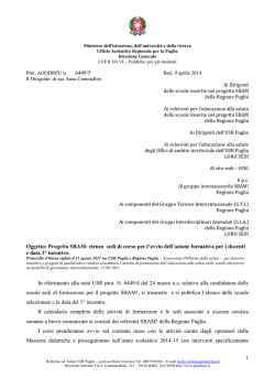 1 Oggetto: Progetto SBAM - Ufficio Scolastico Regionale per la Puglia