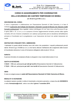 S.int. S.r.l. Unipersonale CORSO DI AGGIORNAMENTO PER
