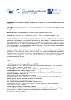 Infrastrutture di ricerca e - Ministero per i Beni e le Attivit&agrave; Culturali