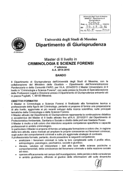 Bando allievi Master Criminologia - Universit&agrave; degli Studi di Messina
