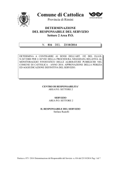 DETERMINAZIONE DIRIGENZIALE 816 Anno 2014