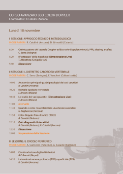 CORSO AVANZATO ECO COLOR DOPPLER Lunedì 10