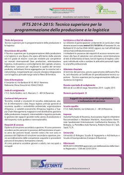 Tecnico superiore per la programmazione della produzione e la