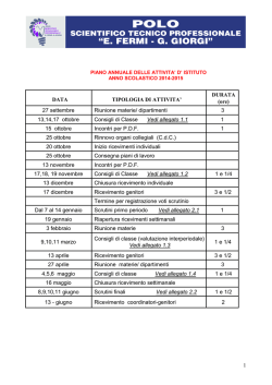 calendario piano attivit&agrave; annuali 2014