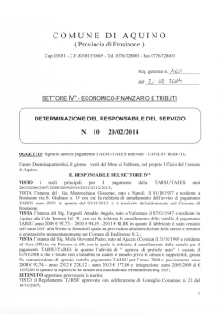 determina n. 100/2014 sgravio cartelle pagamento tarsu/tares anni