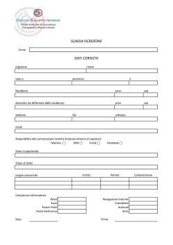 SCHEDA ISCRIZIONE DATI CORSISTA