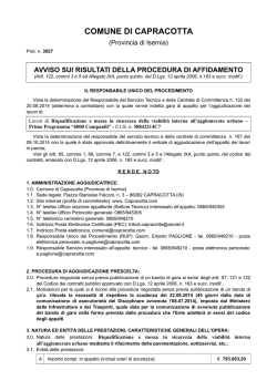 Avviso sui risultati della procedura