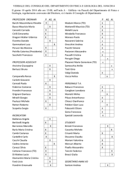 10/04/2014 - Dipartimento di Fisica e Geologia