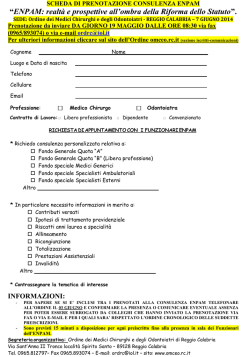 SCHEDA DI PRENOTAZIONE CONSULENZA ENPAM