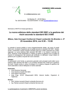 La nuova edizione dello standard ISO 9001 e la gestione dei rischi