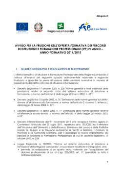 IV anni 2014-2015 - Istruzione, Formazione e Lavoro