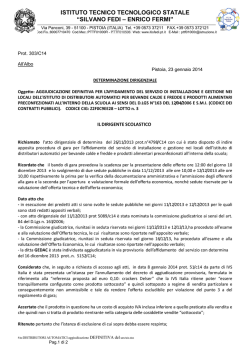 2014-012 Determina distributori automatici aggiudicazione definitiva