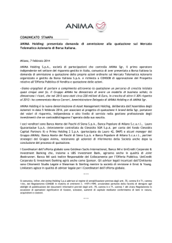 presentata domanda di ammissione alla quotazione sul