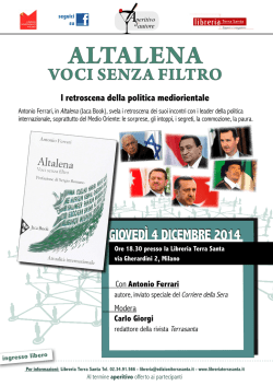 "Altalena. Voci senza filtro" 4 dicembre 2014