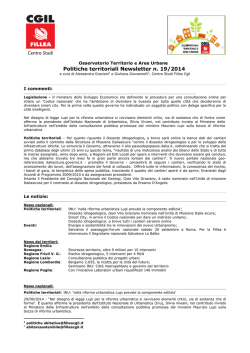 Politiche territoriali Newsletter n. 19/2014