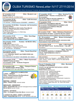 OLBIA TURISMO NewsLetter IV/17 27/11/2014