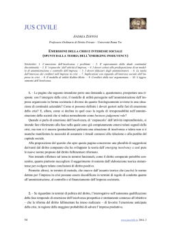 Emersione della crisi e interesse sociale