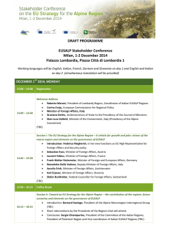 DRAFT PROGRAMME EUSALP Stakeholder Conference Milan, 1
