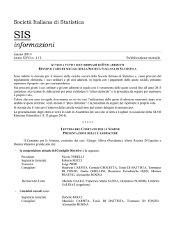 SIS Informazioni n. 1/3, 2014 - Societ&agrave; italiana di statistica