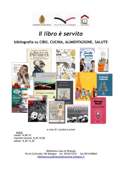 bibliografia su CIBO, CUCINA, ALIMENTAZIONE, SALUTE