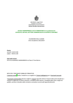 Calendario Scuola di Specializzazione