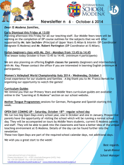 Newsletter n 6 - October 6 2014 - International School of Modena