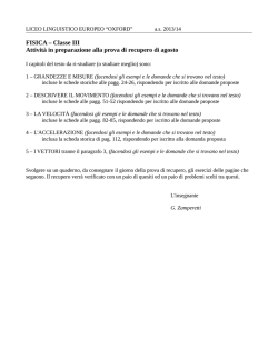 COMPITI PER LE VACANZE CLASSE III FISICA