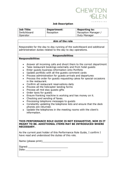 Job Description Job Title: Switchboard Operator