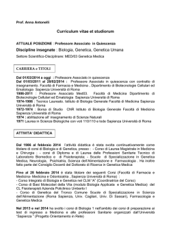 Curriculum scientifico-didattico della Prof