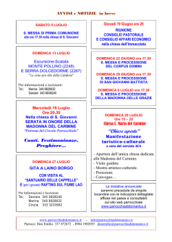 notizie e avvisi - parrocchiadidomanico.it