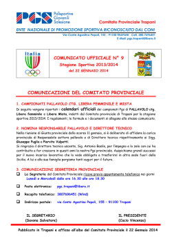 COMUNICAZIONI DEL COMITATO PROVINCIALE